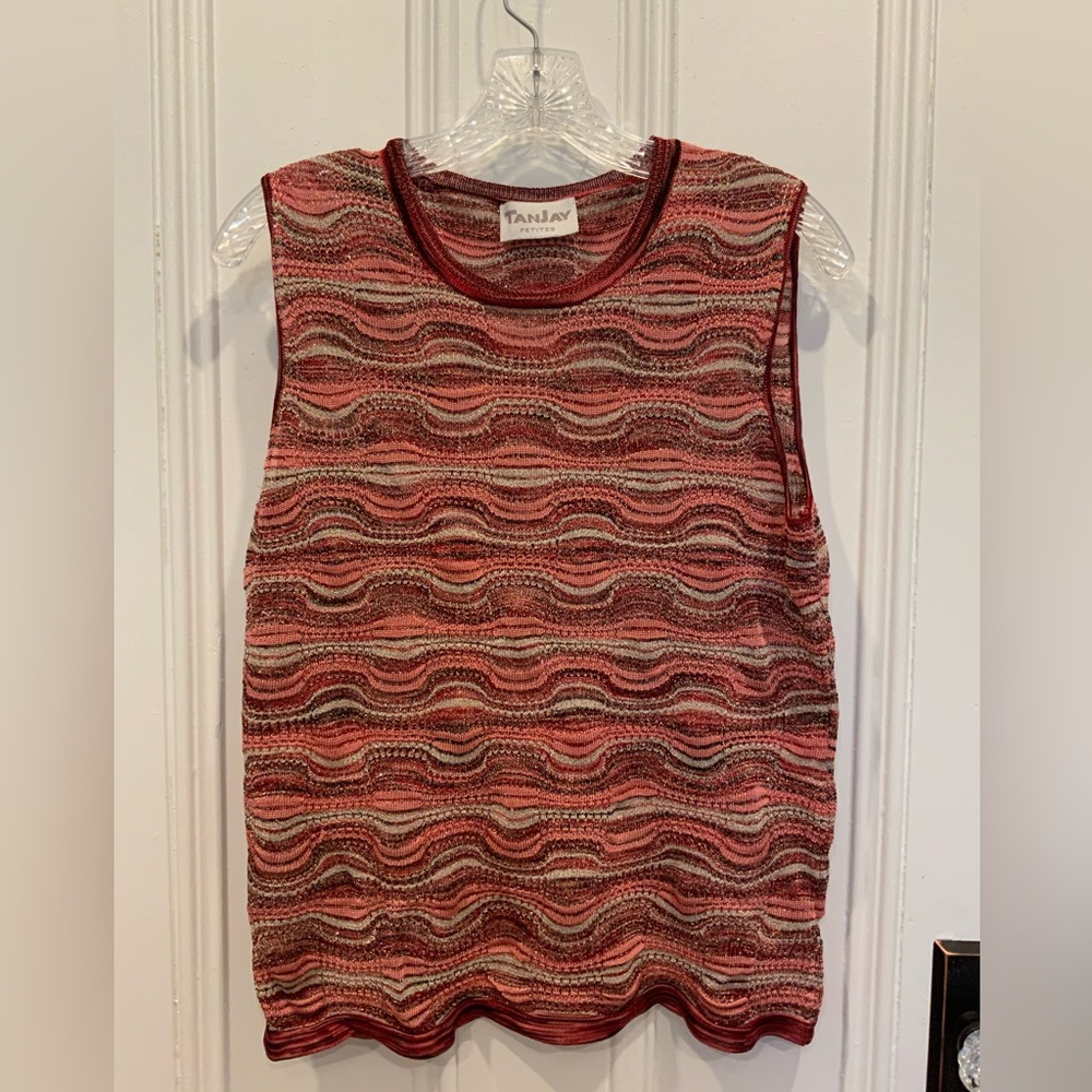 TanJay Petites Patterned with Sparkle Sleeveless Top